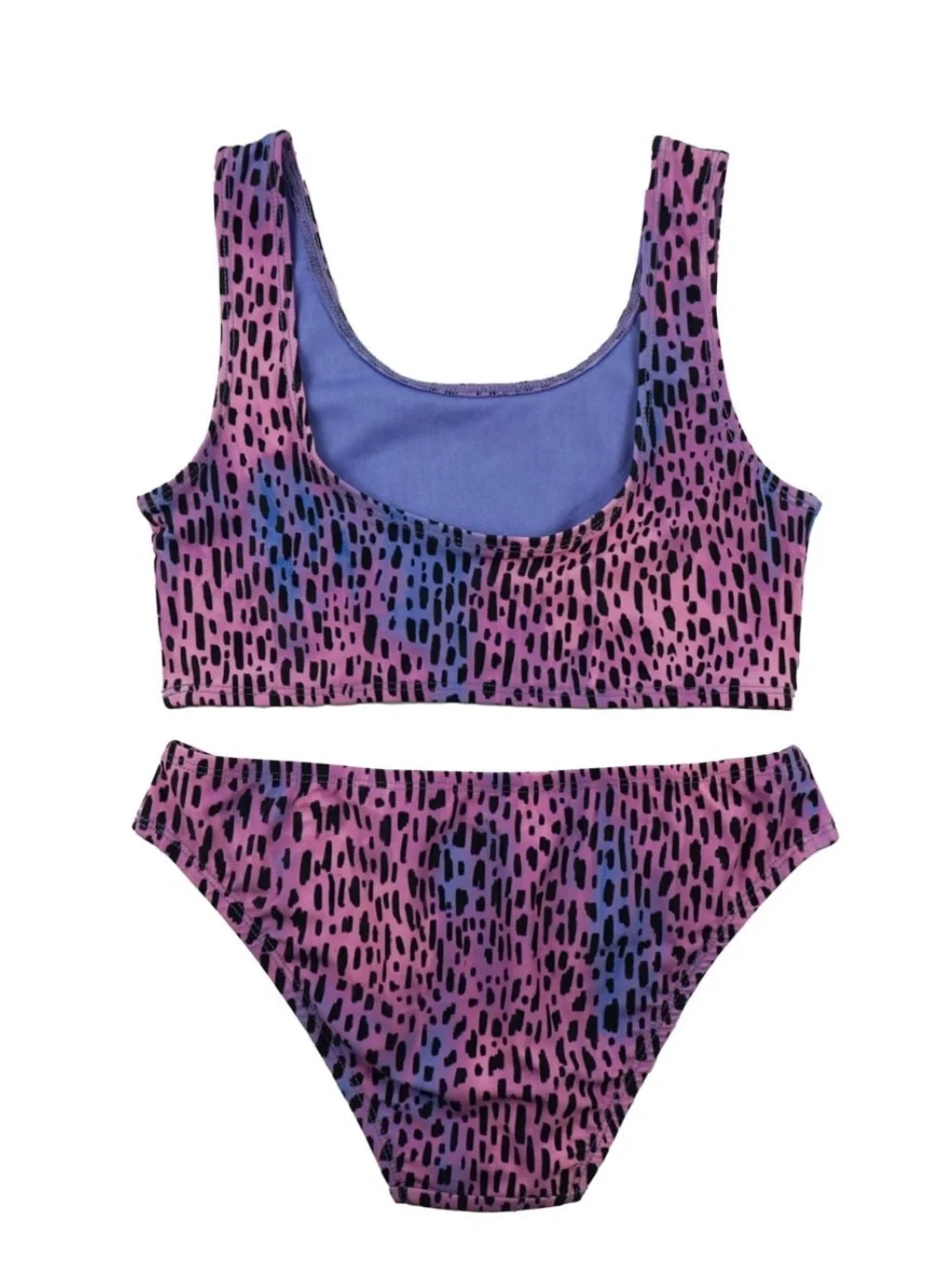 Maui and Sons Purple Leopard Print Two-Piece Bikini Swim Set Girls L (10/12)
